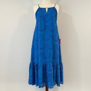 Badgley Mischka Royal Blue Eyelet Midi Dress